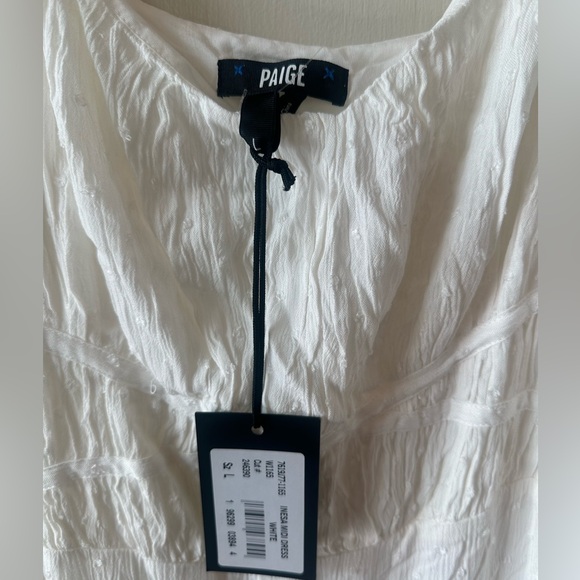 PAIGE Inesa Ruffle-Tiered Midi Dress – White, Size L NWT (Small Mark Flaw) - Picture 7 of 9
